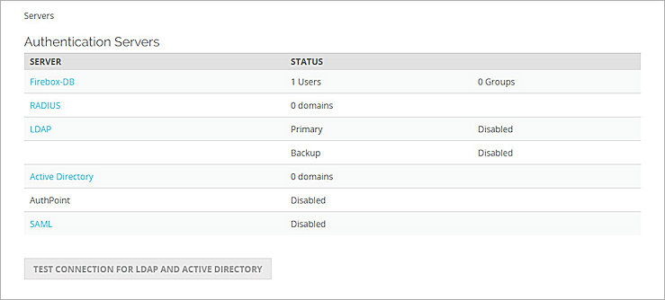 Screenshot of Firebox, Firebox Auth Server setup 1